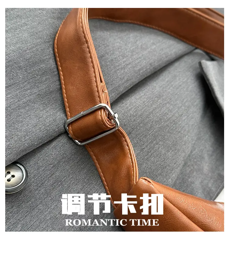 Brown Leather Shoulder Messenger Bag Large Capacity — feature 4