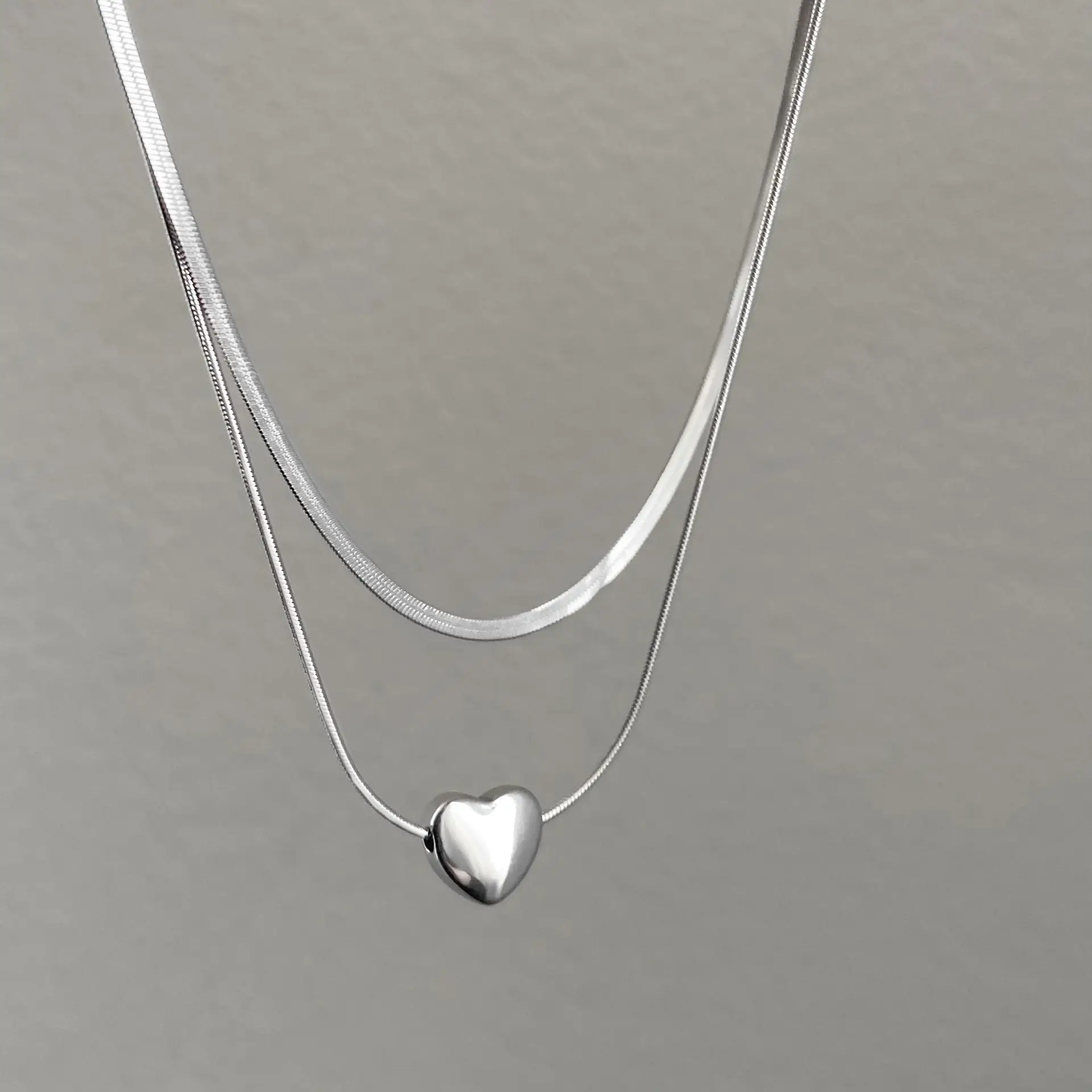Titanium Heart Snake Bone Necklace for Women - Image 11