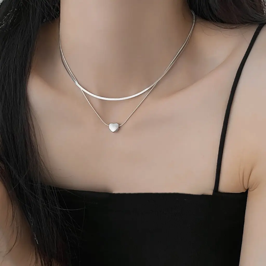 Titanium Heart Snake Bone Necklace for Women — feature 12