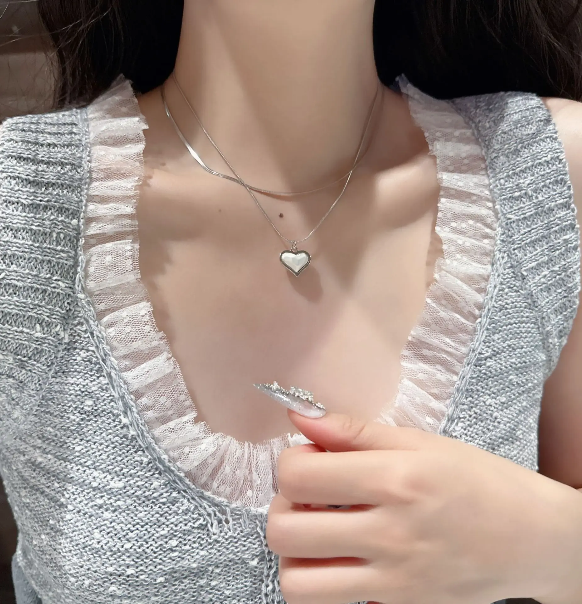 Titanium Heart Snake Bone Necklace for Women - Image 3