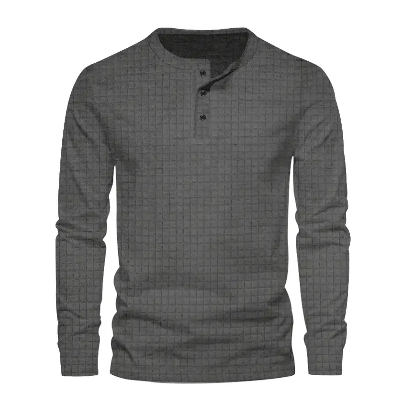 Men's Black Slim Fit Jacquard T-Shirt Long Sleeve - Image 12