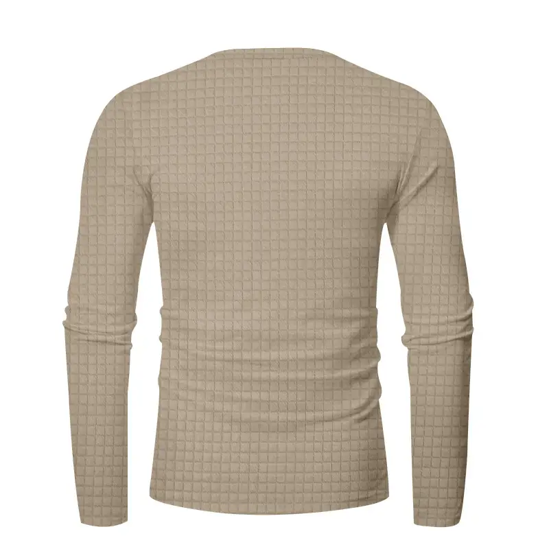Men's Black Slim Fit Jacquard T-Shirt Long Sleeve — feature 18