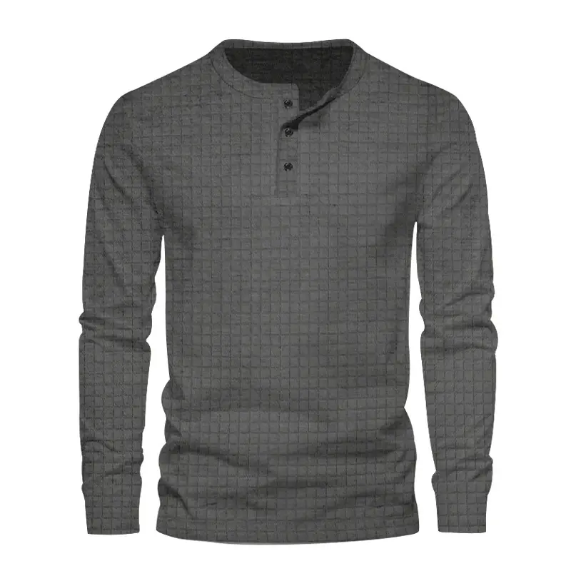 Men's Black Slim Fit Jacquard T-Shirt Long Sleeve — feature 21
