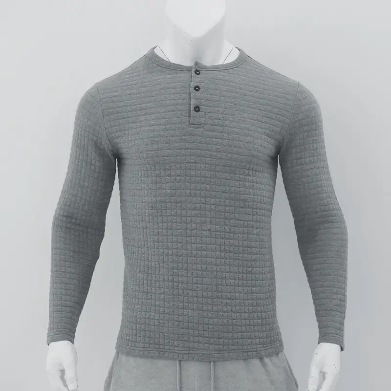 Men's Black Slim Fit Jacquard T-Shirt Long Sleeve — feature 23