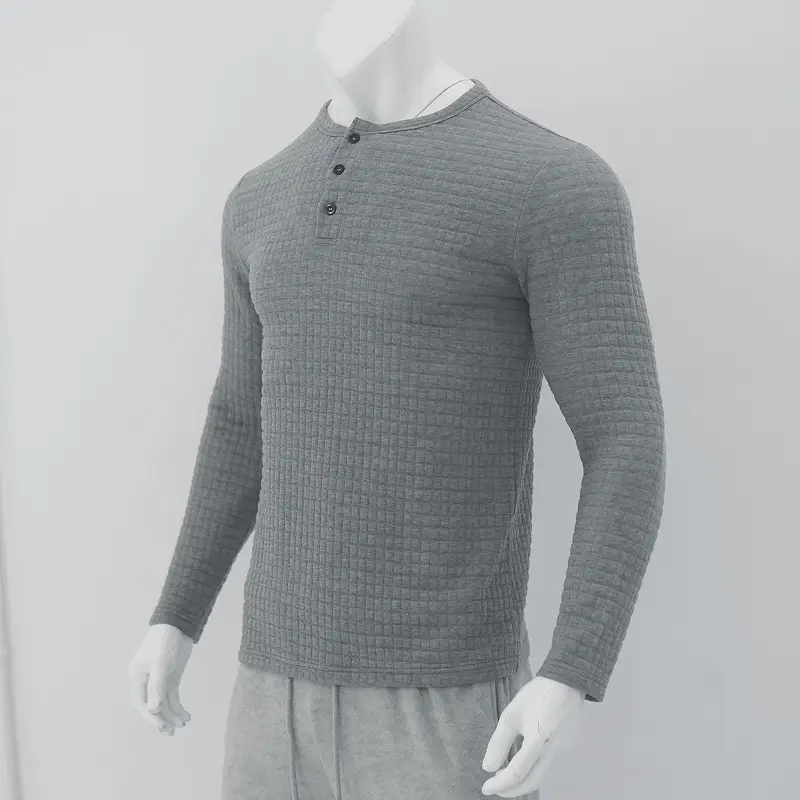 Men's Black Slim Fit Jacquard T-Shirt Long Sleeve — feature 24