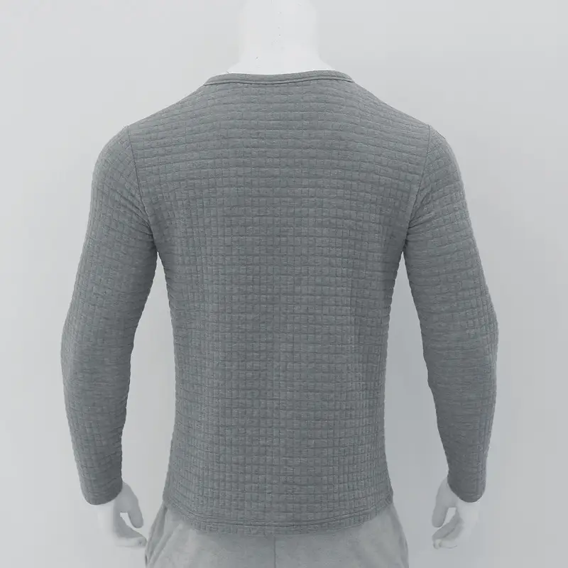 Men's Black Slim Fit Jacquard T-Shirt Long Sleeve — feature 25