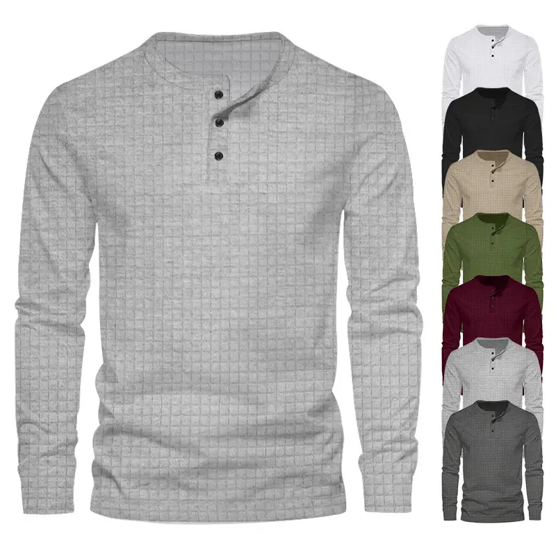 Men's Black Slim Fit Jacquard T-Shirt Long Sleeve — feature 7