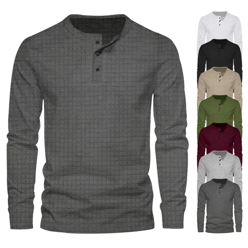 Men's Black Slim Fit Jacquard T-Shirt Long Sleeve — feature 8
