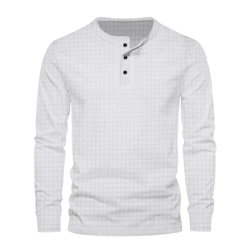 Men's Black Slim Fit Jacquard T-Shirt Long Sleeve — feature 9