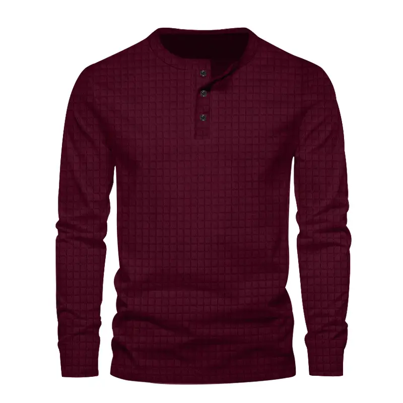 Men's Black Slim Fit Jacquard T-Shirt Long Sleeve - Image 3
