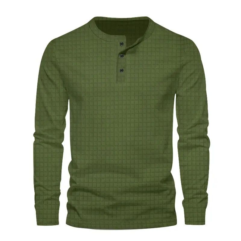 Men's Black Slim Fit Jacquard T-Shirt Long Sleeve - Image 4