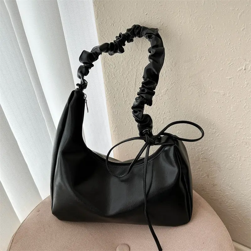 Nude Pleated Shoulder Bag for Women Autumn Winter - Image 6