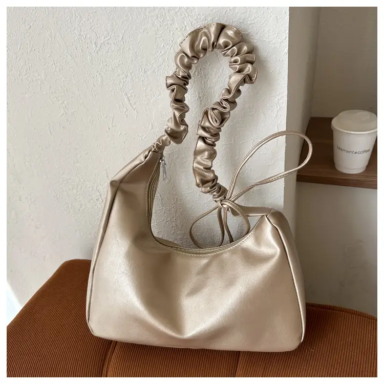 Nude Pleated Shoulder Bag for Women Autumn Winter — feature 10