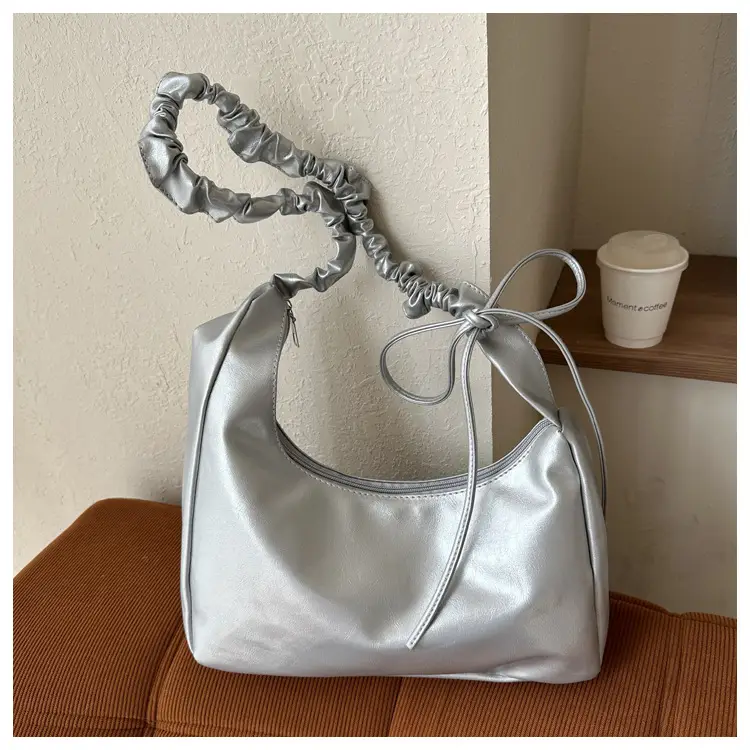 Nude Pleated Shoulder Bag for Women Autumn Winter — feature 12