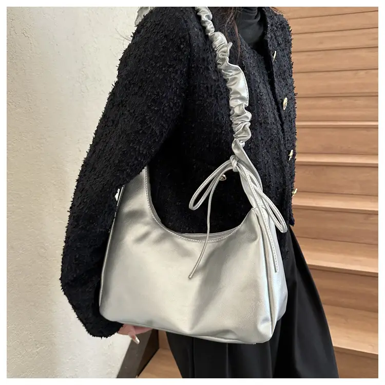 Nude Pleated Shoulder Bag for Women Autumn Winter — feature 19