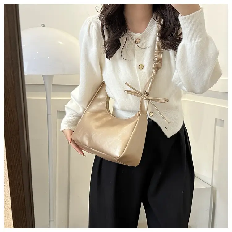 Nude Pleated Shoulder Bag for Women Autumn Winter — feature 25