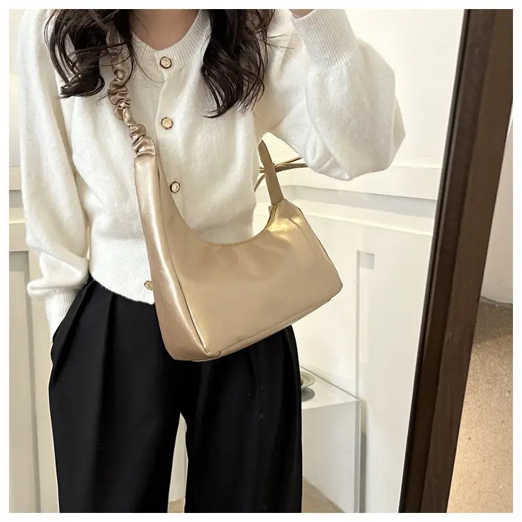 Nude Pleated Shoulder Bag for Women Autumn Winter — feature 26