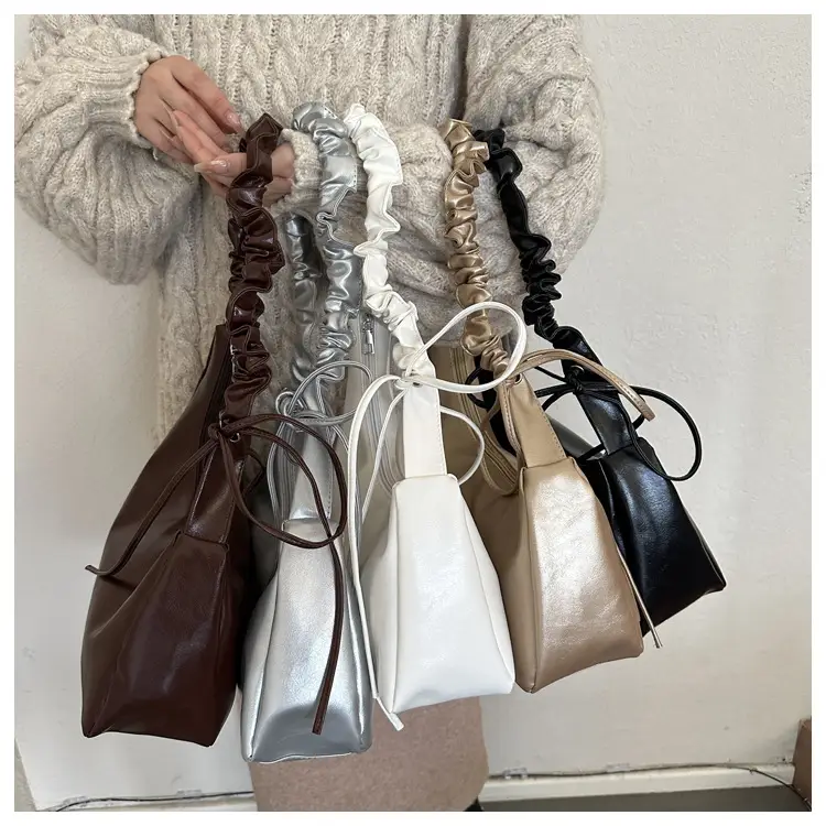 Nude Pleated Shoulder Bag for Women Autumn Winter — feature 27