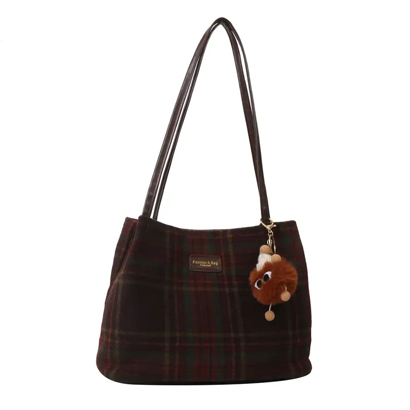 Korean Plaid Shoulder Bag Women Winter 2023 - Image 11
