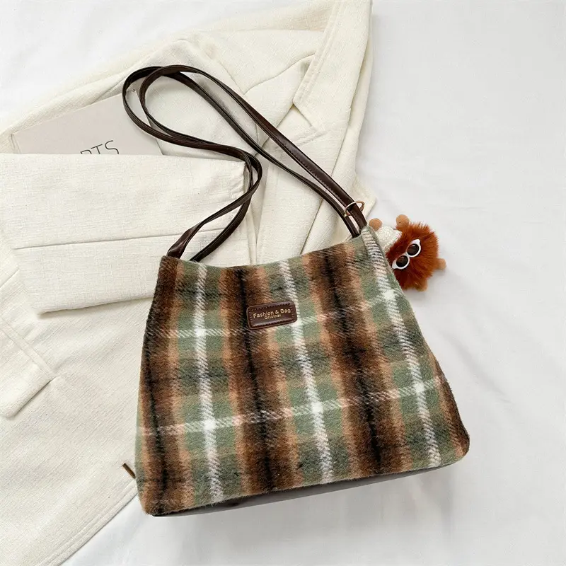 Korean Plaid Shoulder Bag Women Winter 2023 - Image 6