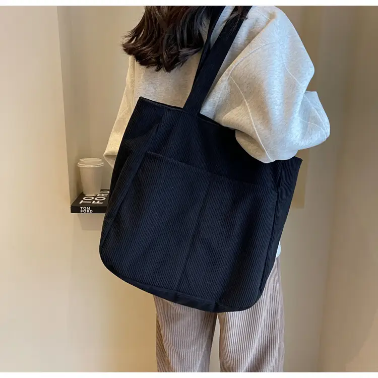 Autumn Winter Canvas Shoulder Bag Black Large Capacity — feature 10