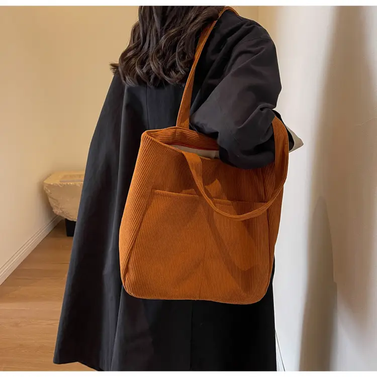 Autumn Winter Canvas Shoulder Bag Black Large Capacity — feature 11