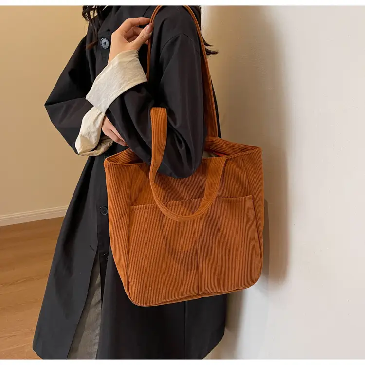 Autumn Winter Canvas Shoulder Bag Black Large Capacity — feature 12