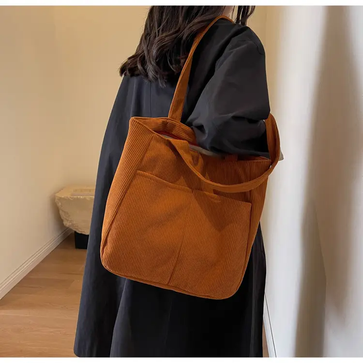 Autumn Winter Canvas Shoulder Bag Black Large Capacity — feature 13