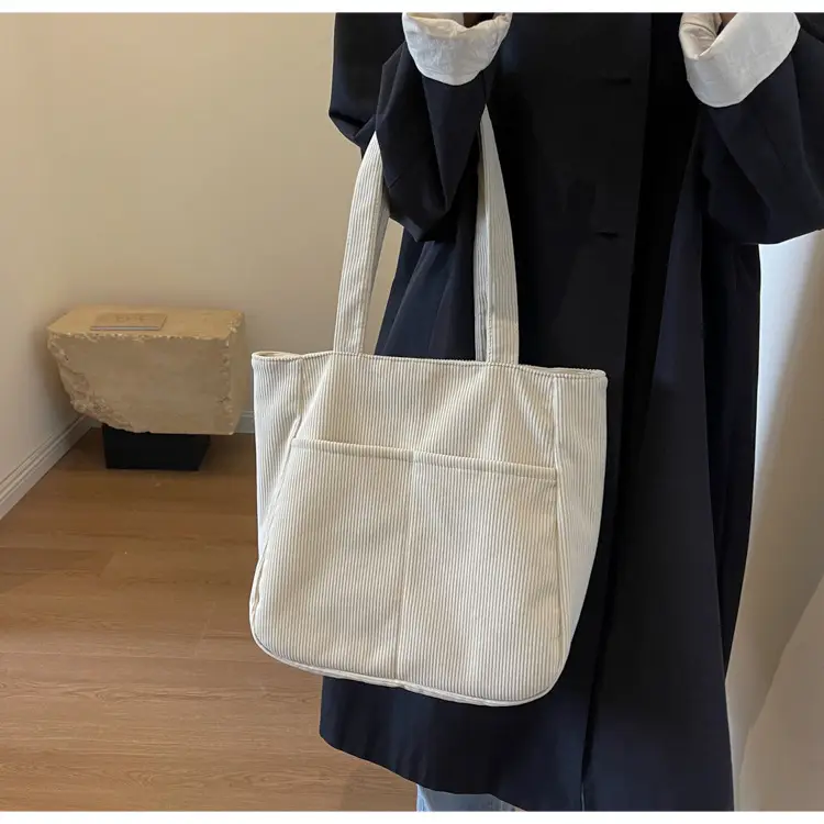 Autumn Winter Canvas Shoulder Bag Black Large Capacity — feature 15