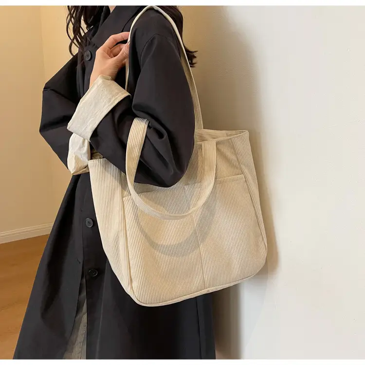 Autumn Winter Canvas Shoulder Bag Black Large Capacity — feature 16