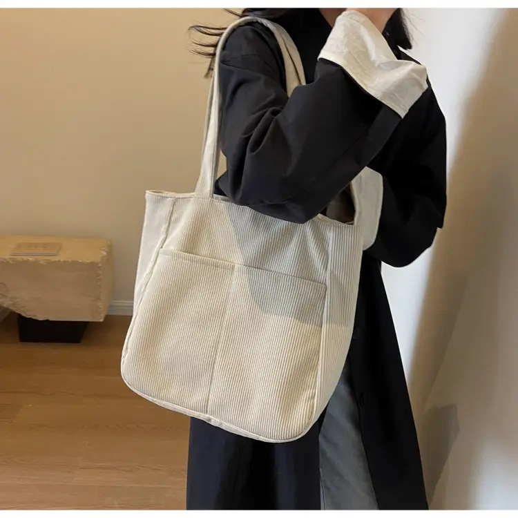 Autumn Winter Canvas Shoulder Bag Black Large Capacity — feature 17