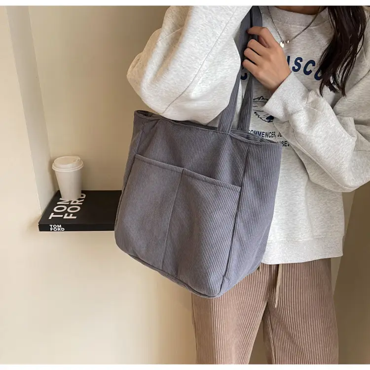 Autumn Winter Canvas Shoulder Bag Black Large Capacity — feature 21