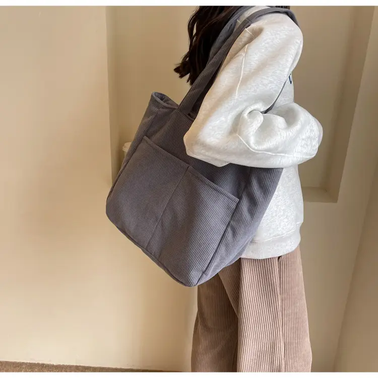 Autumn Winter Canvas Shoulder Bag Black Large Capacity — feature 22