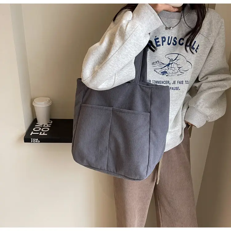 Autumn Winter Canvas Shoulder Bag Black Large Capacity — feature 23