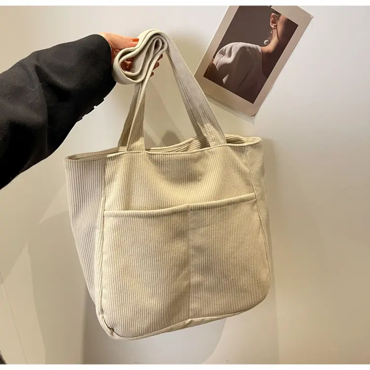 Autumn Winter Canvas Shoulder Bag Black Large Capacity — feature 24