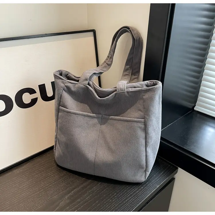 Autumn Winter Canvas Shoulder Bag Black Large Capacity — feature 26