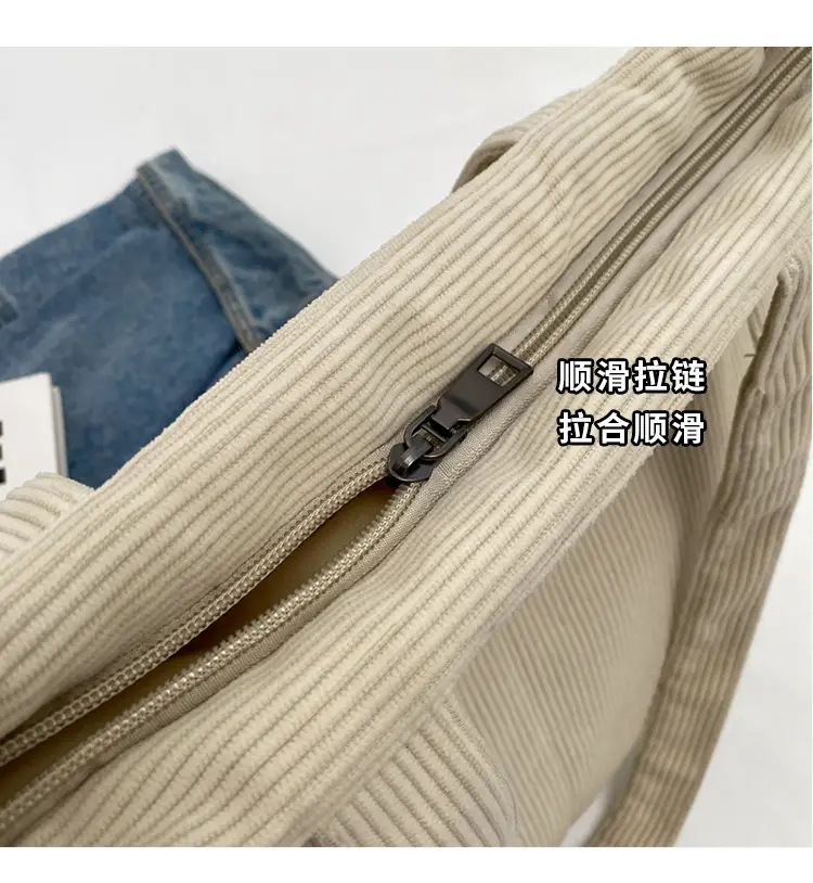 Autumn Winter Canvas Shoulder Bag Black Large Capacity — feature 3