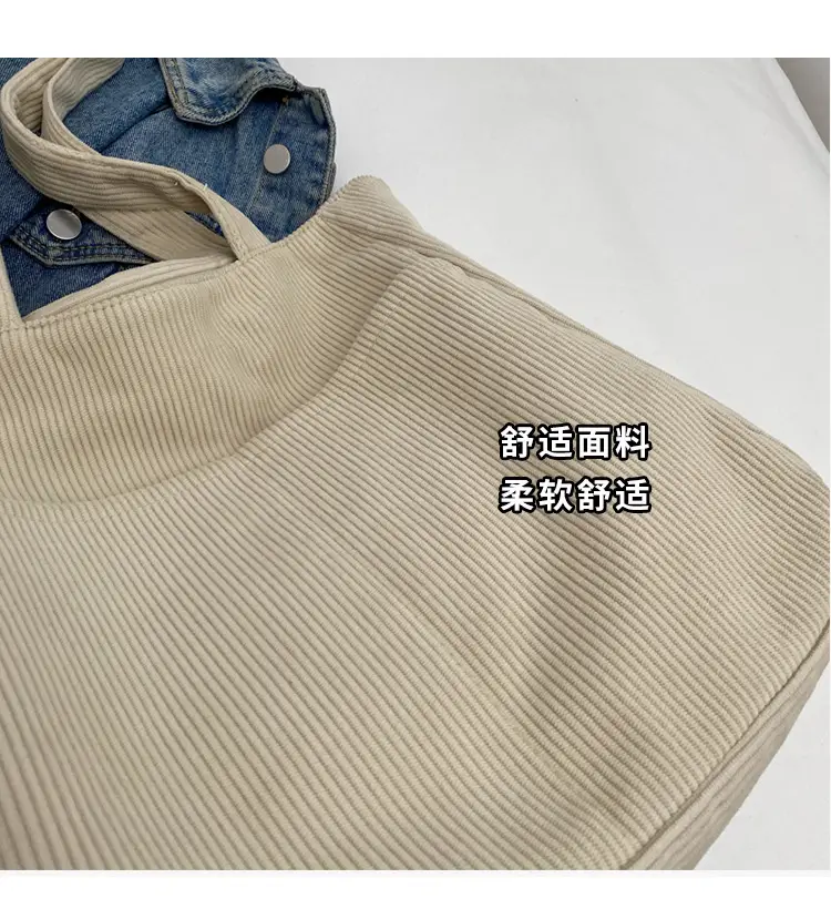 Autumn Winter Canvas Shoulder Bag Black Large Capacity — feature 5
