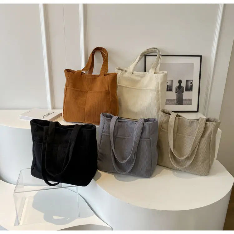 Autumn Winter Canvas Shoulder Bag Black Large Capacity — feature 8