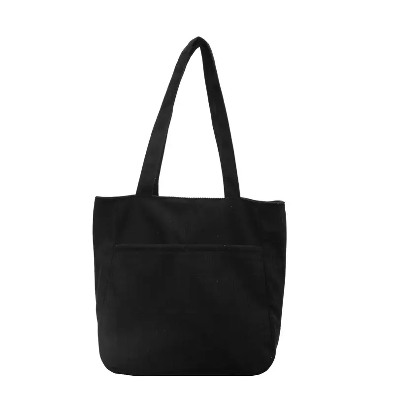 Autumn Winter Canvas Shoulder Bag Black Large Capacity - Image 2