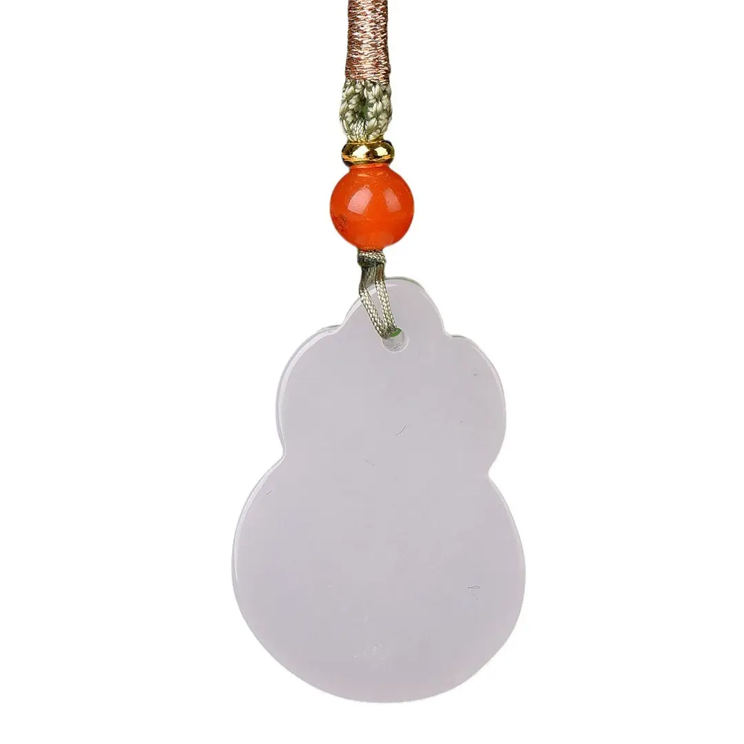 White Jade Bear Pendant with Red Stone - Image 5