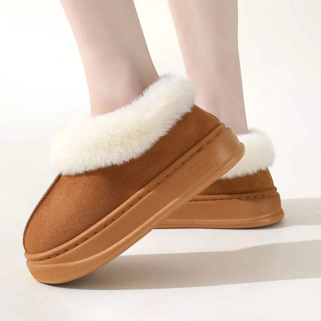 Slippers kid women's winter thick-soled indoor thick-soled home fleece-lined confinement cotton-padded shoes women's outer wear autumn and winter - Image 8