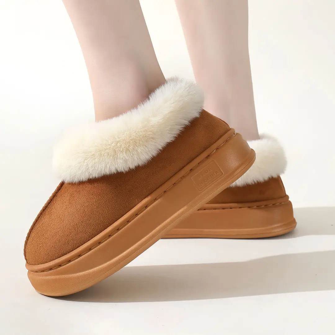 Slippers kid women's winter thick-soled indoor thick-soled home fleece-lined confinement cotton-padded shoes women's outer wear autumn and winter — feature 10