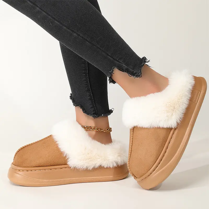 Slippers kid women's winter thick-soled indoor thick-soled home fleece-lined confinement cotton-padded shoes women's outer wear autumn and winter — feature 15