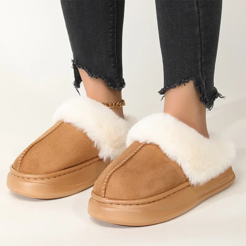 Slippers kid women's winter thick-soled indoor thick-soled home fleece-lined confinement cotton-padded shoes women's outer wear autumn and winter — feature 16