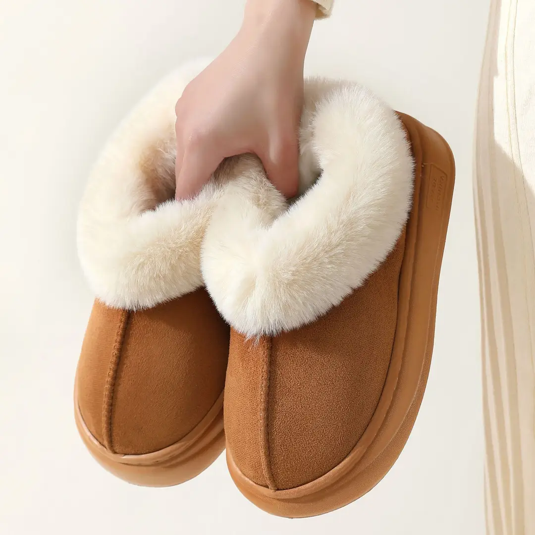 Slippers kid women's winter thick-soled indoor thick-soled home fleece-lined confinement cotton-padded shoes women's outer wear autumn and winter — feature 8