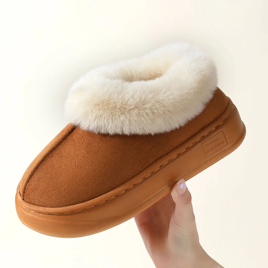 Slippers kid women's winter thick-soled indoor thick-soled home fleece-lined confinement cotton-padded shoes women's outer wear autumn and winter — feature 9