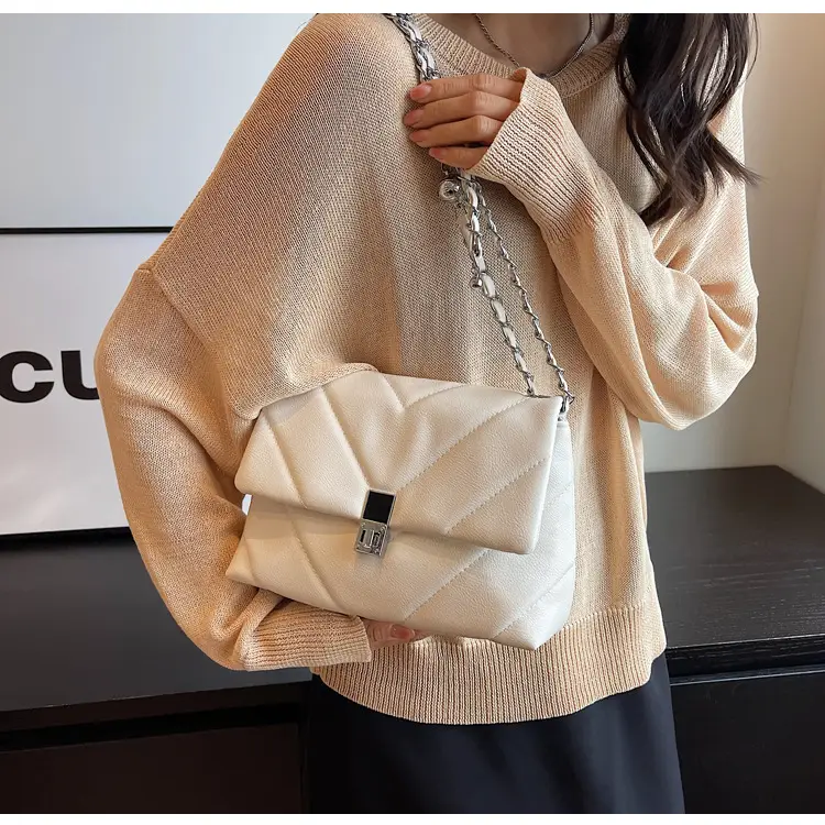 Lingge Chain Women's White Crossbody Bag 2023 — feature 12