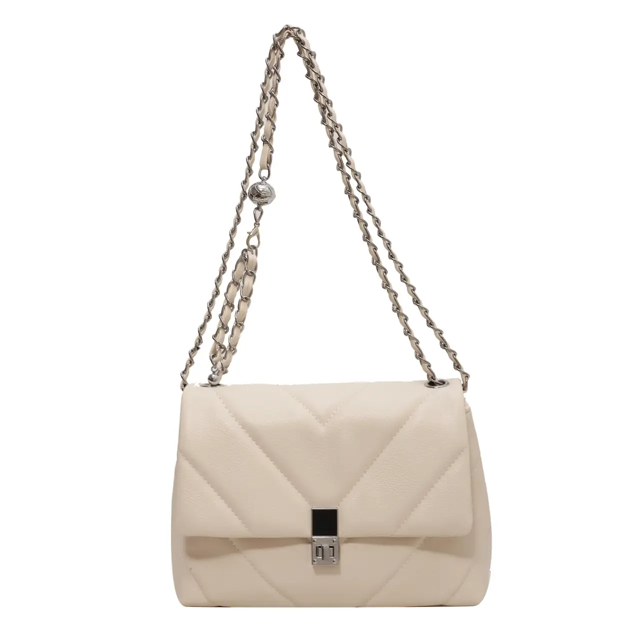 Lingge Chain Women's White Crossbody Bag 2023