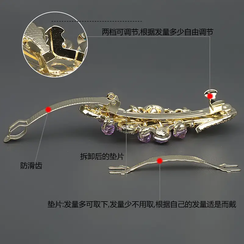 Half-Tie Peacock Rhinestone Hair Clip with Adjustable Spring - Image 6